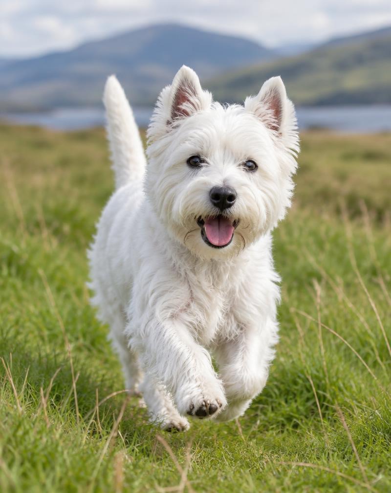 Westie ilustrando un pequeño terrier con ganas de aventura